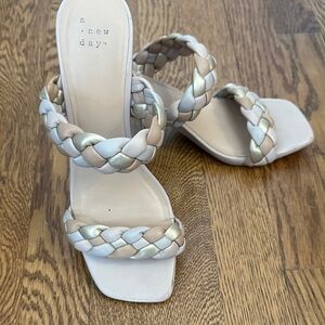 A New Day Women's Braided Heels - Cream and Tan